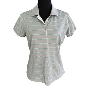 Adidas Climalite Women's Golf Gray with Blue Stripes Shirt - Size Medium